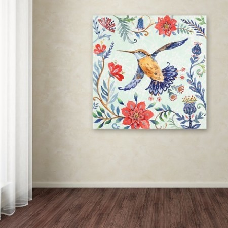 Trademark Fine Art Irina Trzaskos Studio 'Birds and Flowers I' Canvas Art, 14x14 ALI13026-C1414GG